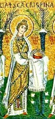 Св. Криспина Тагорская. Фрагмент мозаики в визан­тийской базилике cв. Аполлинария в Равенне