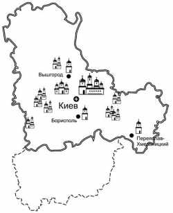 Киевская епархия на карте Киевской области в границах 1994-2013 гг.