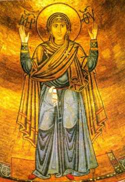 Мозаичная икона Божьей Матери «Нерушимая стена» (Софийский собор, XII век)