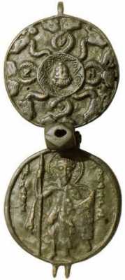 Вмч. Феодор Стратилат, енколпий XIII-XIV в., диаметр 52 мм