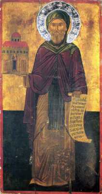 Прп. Христодул Патмосский. Икона (ок. 1610-1629 гг.), о. Патмос