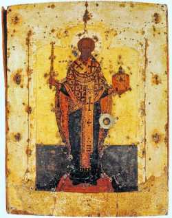 Свт. Николай Можайский. Икона, дарованная прп. Сергием боярину Воейку Войтеговичу в 1384 г.