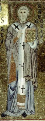 Свт. Григорий Великий, папа Римский. Мозаика собора в Чефалу, Сицилия (1148 г.)