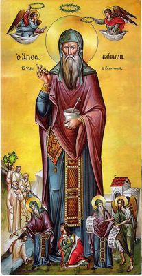 Преподобный Конон, игумен Пентукла, иже в Палестине. Греческая икона