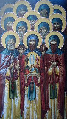 Двенадцать Кутлумушских священномучеников. Афон. Кутлумуш. Фрагмент современной росписи трапезной монастыря