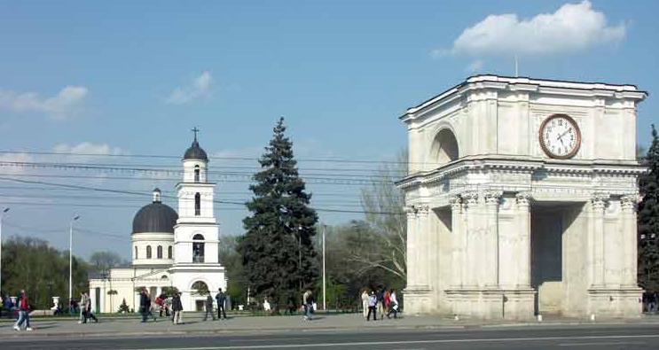 Древо - иллюстрация: Центр Кишинёва - Рождественский собор с колокольней и Триумфальная арка