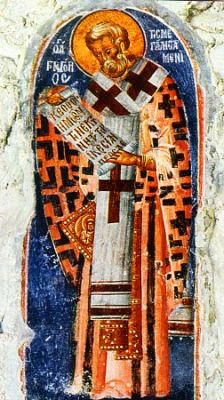 Сщмч. Григорий, святитель Армянский, греческая икона XIV века