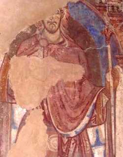Св. король-мученик Освальд Нортумбрийский.  Фреска XII в., Дарэмский собор.