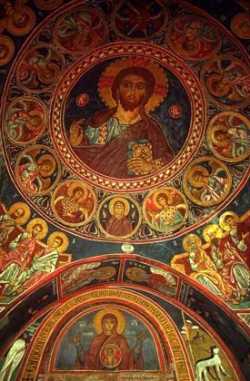 Византийская фреска на своде церкви в городе Асину на Кипре