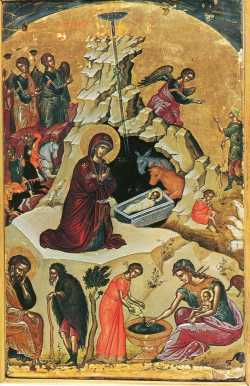 Рождество Христово, греческая икона XVI века