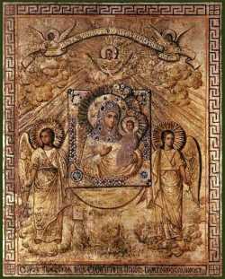 Псково-Святогорская икона Божией Матери Одигитрия (в золоте)