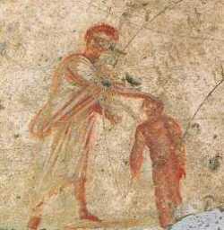 Крещение. Фреска нач. III в., Рим, катакомбы св. Каллиста