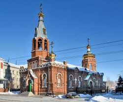 Никольская церковь в Барнауле. Вид с юго-запада после реставрации, 2 января 2009 года  Фотография О. Нестерова с сайта temples.ru
