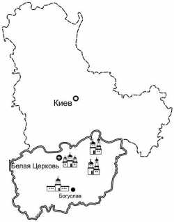 Белоцерковская епархия на карте Киевской области в кон. 2000-х гг.