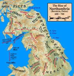 Королевство Нортумбрия в 600-700 годах.