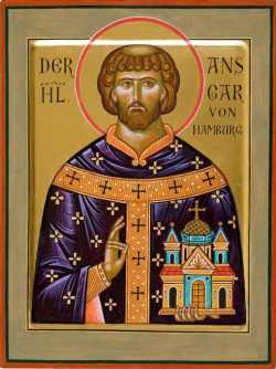 Икона святителя Ансгария кисти иконописца Александра Столярова. Из церкви во имя св. Иоанна Кронштадтского в Гамбурге.