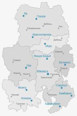 Карта Ижевской епархии на 2012 г.