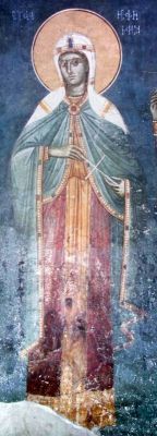 Вмц. Евфимия. Фреска церкви Благовещения. Грачаница. Косово. Сербия. Около 1318 г.