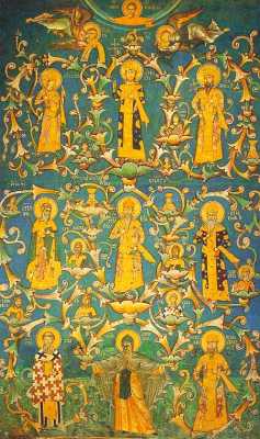 Лоза Неманичей.  Фреска Дечанского монастыря, 1335-1350 гг.