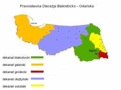 Белостокская епархия.  Карта благочиний и приходов