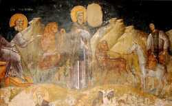 Прп. Герасим. Фреска храма св. Николая Орфанос. Салоники. XIV в.