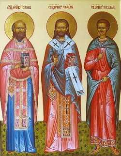 Священномученики Ефрем (Кузнецов), Иоанн (Восторгов) и мученик Николай (Варжанский).