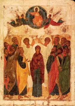 Икона Вознесения Господня, кисти св. Андрея Рублева, 1408 г. Третьяковская галерея