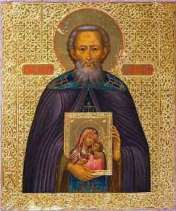 Прп. Авраамий Галичский с иконой Божией Матери "Умиление"