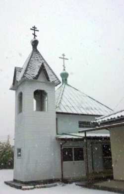 Маэбасийский Никольский храм. Фото с блога церкви http://pub.ne.jp/stephan9086/, февраль 2013 г.