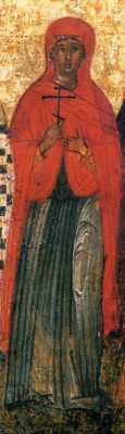 Икона мц. Гликерии Ираклийской. Русь, 1-я половина XVI в, Минея годовая. Музей икон, Реклингхаузен, Германия