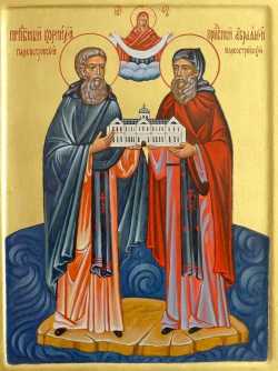 Икона преподобных Авраамия и Корнилия Палеостровских, 2013 год, Петрозаводск, икона находится на подворье монастыря