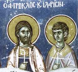 Мученики Прокл и Иларий, фреска.