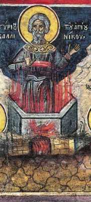 Мучение св. Каллиника. Тзортзи (Зорзис) Фука. Фреска. Монастырь Дионисиат, Афон. 1547 г.