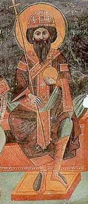 Св. император Феодосий II Младший. Фрагмент фрески III Вселенского Собора