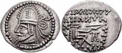 Артабан V. Изображение на древней парфянской монете.