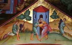 Притча о блудном сыне. Фреска Фаворского монастыря