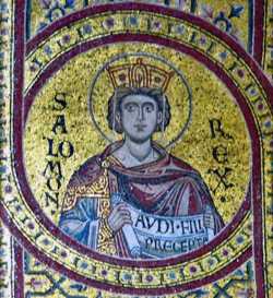 Царь Соломон. Мозаика, собор в Монреале, XII в.