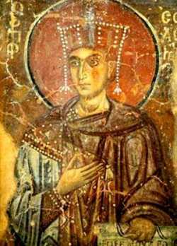 Царь Соломон. Фреска, Новгородский Софийский собор, XII в.