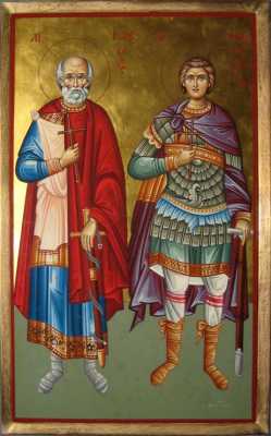 Мчч. Кассий и Флорентий Боннские. Икона в крипте Боннского собора