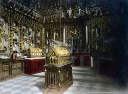 Рака с мощами мц. Урсулы в "золотой камере" церкви Св. Урсулы в Кёльне. Фото ок. 1900 гг. (сейчас рака находится в хоре алтаря)
