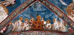 Первый Вселенский Собор. Фреска XIV в., монастырь Высокие Дечаны (Косово, Сербия).
