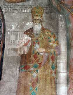 Фреска с изображением Андроника II. 
Монастырь святого Иоанна Крестителя, Серре, Греция. Фото с сайта Википедии
