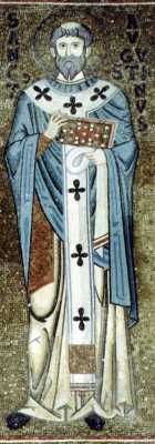 Свт. Августин, еп. Иппонийский. Мозаика 1148 г. Собор в Чефалу, Сицилия