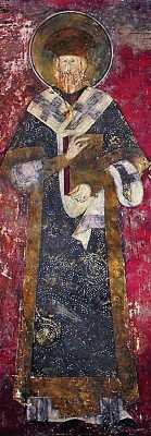 Свт. Иоанникий II, патриарх Сербский. Роспись церкви вмч. Димитрия Солунского в Печской Патриархии. Ок. 1345 г.