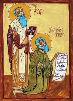 Прп. Иоанн Шавтели и блаж. Евлогий Пророк, Христа ради юродивый. Грузинская икона