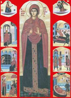 Мц. Полихрония, мать вмч. Георгия Победоносца, с житием. Греческая икона