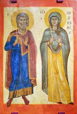 Мч. Геронтий и мц. Полихрония, родители вмч. Георгия Победоносца. Византийская икона