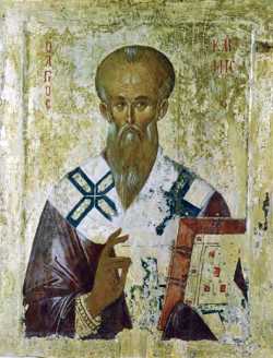 Свт. Климент Охридский. Сербская икона XIV в. Охрид, Церковь Перивлепты