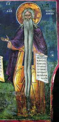 Прп. Давид Солунский. Роспись кафоликона монастыря прп. Дионисия на Афоне. 1546 г.