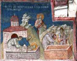Преставление ап. Иоанна. Фреска церкви Христа Пантократора. Дечани, Косово, Сербия (ок. 1350 г.)